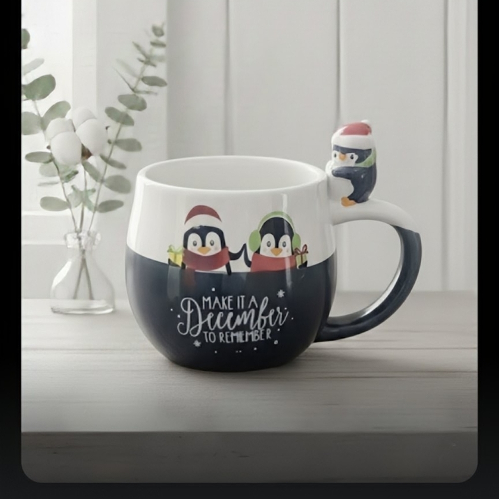 NEW Christmas Penguin Holiday Mug- "Make It A December To Remember"